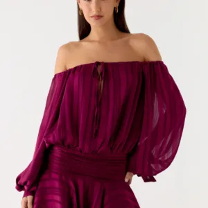 Eira Balloon Sleeve Mini Dress - Plum