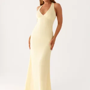 Indian Halter Neck Maxi Dress - Yellow