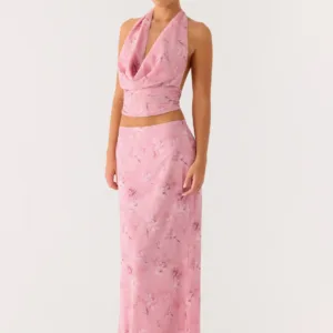 Cozy low-rise maxi skirt in vintage floral print