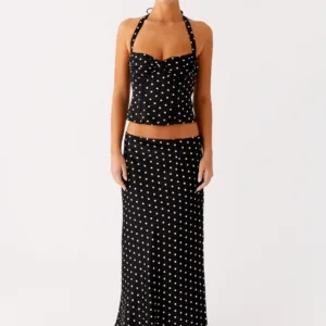 Breanne Black Polka Dot Midi Skirt