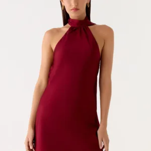 Keena Scarf Mini Dress - Burgundy