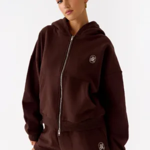 Signature Double Zip Sweatshirt - Chocolate
