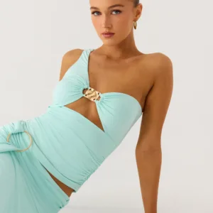 Ravi One-Shoulder Top - Turquoise