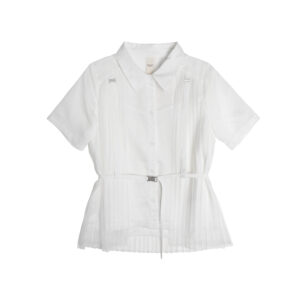 Pleated shirt with detachable belt - 25SRT040C