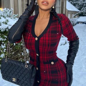 Power Hour Plaid Mini Dress - Red/Black